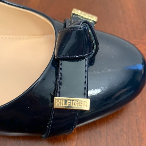 Hilfiger Navy Patent Heels, Knotted Bow - Picture 5 of 10